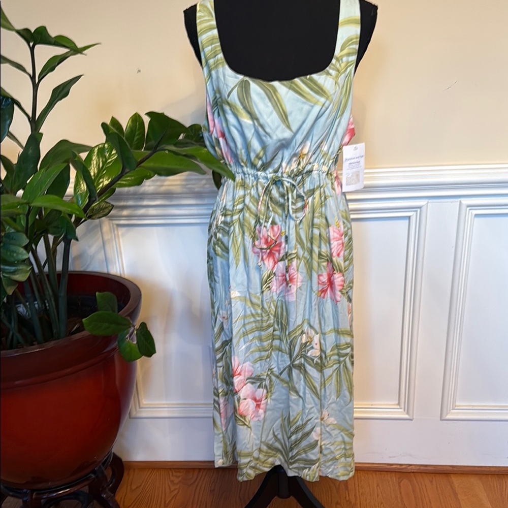 Floral Sleeveless Dress - Blue‎ and Pink XL
